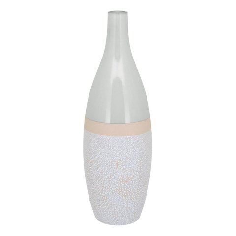 Vaso Decorativo Enfeite Casa Cerâmica 41x13x13cm Marfim