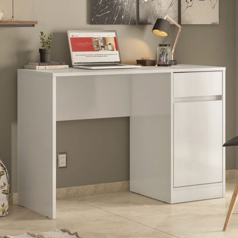Escrivaninha com 1 gaveta e 1 porta Office Morada Branco Demóbile