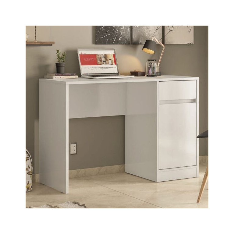 Escrivaninha com 1 gaveta e 1 porta Office Morada Branco Demóbile