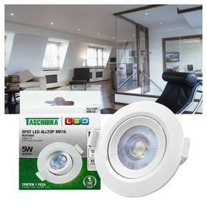 Spot Led Taschibra Alltop 5w Redondo Embutir Mr16 38° - Luz Neutra 4000k
