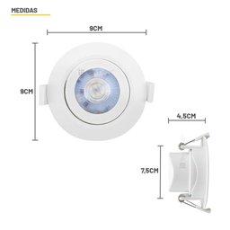 Spot Led Taschibra Alltop 5w Redondo Embutir Mr16 38° - Luz Neutra 4000k - 3