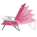 Ver imagem 2 de Kit 2 Cadeira Alumínio Reclinável Summer 6 Posições Rosa Mor