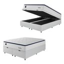 Ver imagem 1 de Cama Box Baú Casal King Colchão Molas Ensacadas com Pillow Sevilha 193x203x74cm Branco/cinza