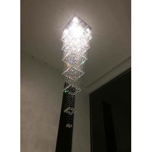 Lustre para Pé Direito Duplo de Cristal Legítimo 2 Mts - Transparente