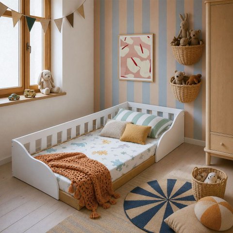 Cama Infantil 94,5 cm Montessoriana Bca Branco/Lamina Mel - BRV