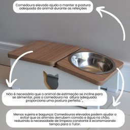 Comedouro Elevado Hibrido Gato Base Bebedouro Pet mdf - Inox - 3 Comedouro Elevado Hibrido Gato Base Bebedouro Pet mdf - Inox - 3