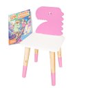 Ver imagem 6 de Mesa e 2 Cadeiras Infantil Dinossauro Kit Livro Educativo em Madeira - Rosa