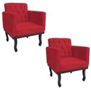 Ver imagem 1 de Kit 2 Poltronas Classic Pés Luís Xv Suede Vermelho - Doce Sonho Móveis