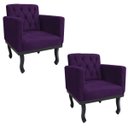 Ver imagem 1 de Kit 2 Poltronas Classic Pés Luís Xv Suede Roxo - Doce Sonho Móveis