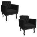Ver imagem 1 de Kit 2 Poltronas Classic Pés Luís Xv Suede Preto - Doce Sonho Móveis