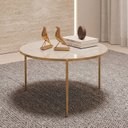 Ver imagem 1 de Mesa de Centro Redonda Pés Metálico Dourada Cleia Bali Off White
