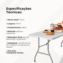 Ver mais imagens de Mesa Maleta Dobrável Portátil 1,80m com Alça Navalha com Trava de Segurança