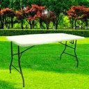 Ver imagem 4 de Mesa Maleta Dobrável Portátil 1,80m com Alça Navalha com Trava de Segurança