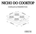 Ver imagem 6 de Cooktop Gás 4 Bocas Ultra Chama 127v/220v Preto