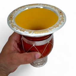 Cuia Chimarrão Aranha Em Prata E Ouro:Vermelho - 2