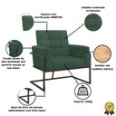 Ver imagem 2 de Poltrona Resistente para Recepção Confortável Base de Ferro Sala de Espera Tecido Suede