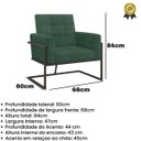 Ver imagem 3 de Poltrona Resistente para Recepção Confortável Base de Ferro Sala de Espera Tecido Suede