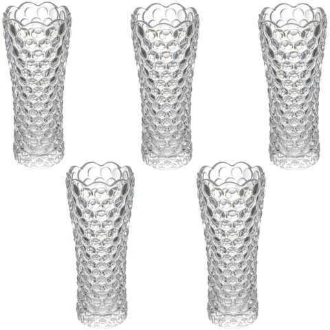 Kit 5 Vasos Bubble de Vidro Lyor 7x17cm para Flores Planta Decorações Redondo Incolor