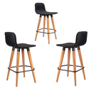 Ver imagem 4 de Kit 3 Meia Banquetas Línea Madeira e Aço Assento Linho Cinza