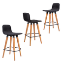 Ver imagem 2 de Kit 3 Meia Banquetas Línea Madeira e Aço Assento Linho Cinza