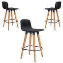 Ver imagem 3 de Kit 3 Meia Banquetas Línea Madeira e Aço Assento Linho Cinza