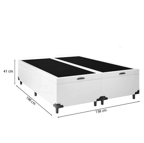 Cama Box Baú Queen 158 Tecido Sintético Branco com Colchão Nazar Molas Ensacadas com Pillow Top - Be - 3