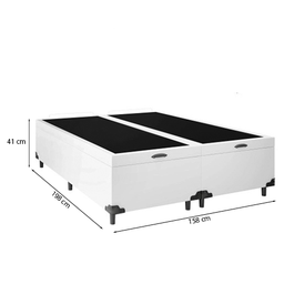 Cama Box Baú Queen 158 Tecido Sintético Branco com Colchão Nazar Molas Ensacadas com Pillow Top - Be - 3