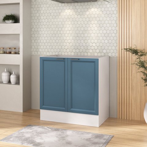 Balcão 2 Portas 80cm sem Tampo Soho CabeCasa MadeiraOriginals Branco/Azul