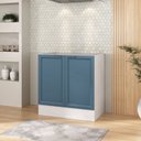 Ver imagem 1 de Balcão Planejado 2 Portas 80cm sem Tampo Soho CabeCasa MadeiraOriginals Branco/Azul