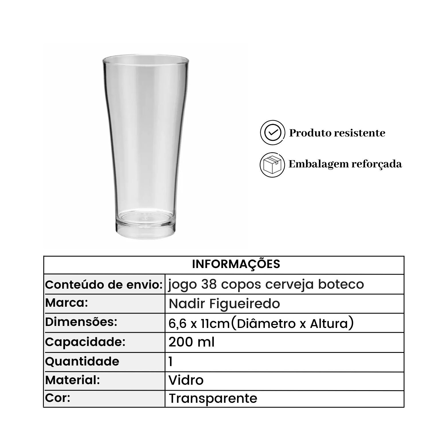 Conjunto De Copos 16 Un - 8 De 280ml + 8 De 340ml Cada