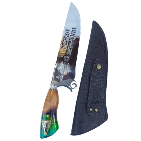 Faca Nossa Senhora 39cm Aço Inox 420 Cabo Híbrido Luxo Bainha