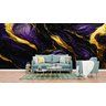 Papel de Parede Painel 3D Mármore Roxo Ouro Preto Revestimento 4M Pedra Requinte Auto Colante - 2