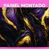 Papel de Parede Painel 3D Mármore Roxo Ouro Preto Revestimento 4M Pedra Requinte Auto Colante - 3