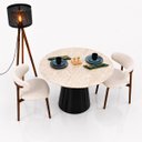 Ver imagem 3 de Mesa de Jantar Cone Redondo 90 cm Tampo Mármore Taj Mahal Base Laca Preta