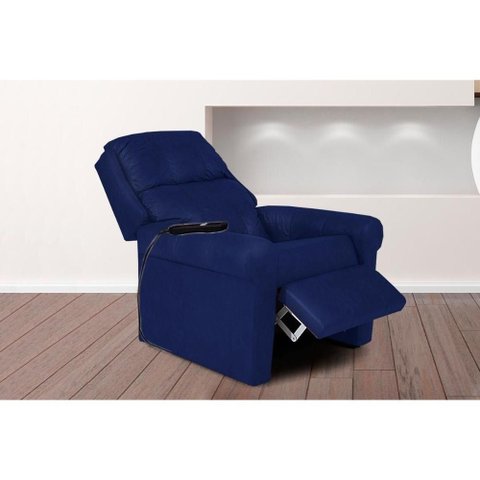 Poltrona Reclinável C/ Massagem P/ Sala Mh 1216 Two Way Courano Azul Marinho - Herval