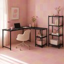 Ver imagem 2 de Kit Mesa L com Prateleira + Estante 4 Prateleiras