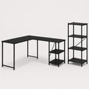 Ver imagem 1 de Kit Mesa L com Prateleira + Estante 4 Prateleiras