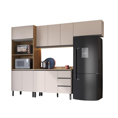 Cozinha Modulada Completa Jequitibá Quiditá 5 Peças Marrom Branco