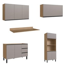 Cozinha Modulada Completa Jequitibá Quiditá 5 Peças Marrom Branco - 3