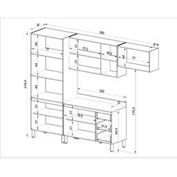 Cozinha Modulada Completa Jequitibá Quiditá 5 Peças Marrom Branco - 5