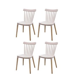 Kit 4 Cadeiras Janaína Midi Rivatti Polipropileno Nude Rose Base Madeira - 1