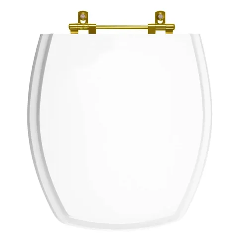Assento Sanitário Thema Branco para vaso Incepa Com Ferragem Dourada