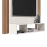 Painel Suspenso Para Tv 1,20x100 cm Off White Cristal/Ripado Madeira - FdECOR - 2