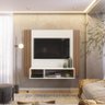 Painel Suspenso Para Tv 1,20x100 cm Off White Cristal/Ripado Madeira - FdECOR - 3