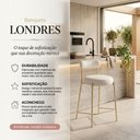Ver imagem 3 de Banqueta Cozinha Alta com Encosto Industrial Champanhe Londres PU Branco D03 - D'Rossi
