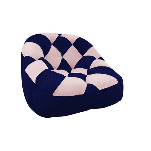 Poltrona Paloma Escritório Sala Pé Plástico Suede Azul Marinho e Suede Rosa Bebê - Dominic Decor