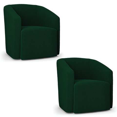 Poltrona Decorativa Orgânica Kit 2 Stella Max Bouclê Verde D03 - D’Rossi