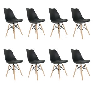 CONJUNTO 8 CADEIRAS SAARINEN PP PRETA