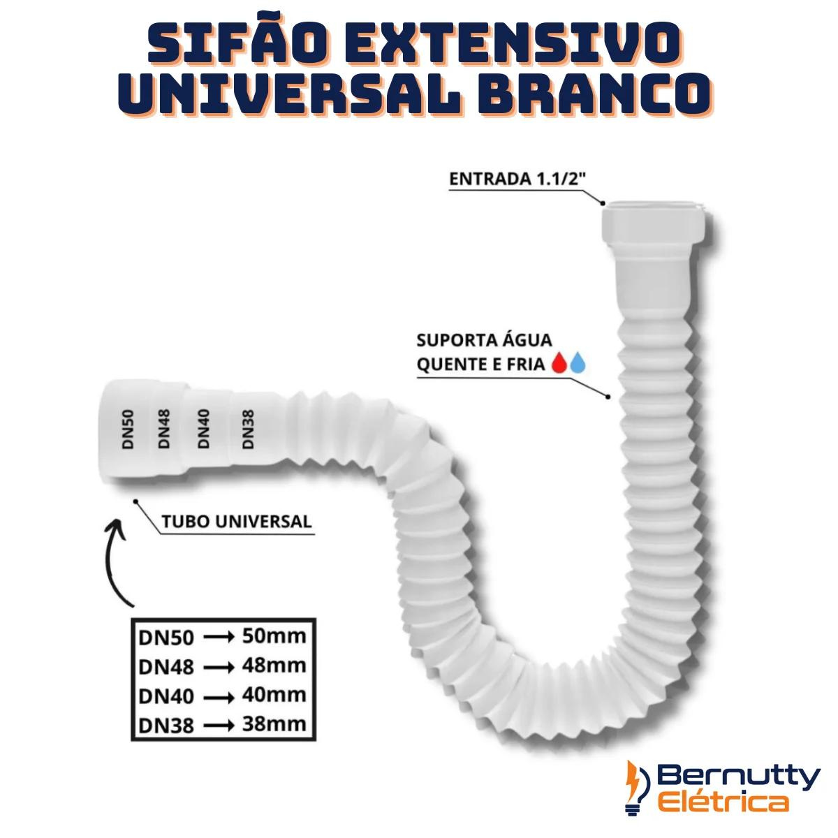 Kit Sifão Universal + Válvula Americana Abs 3.1/2 Pia - 5