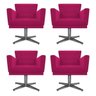 Kit 04 Poltronas Dália Base Giratória de Metal Suede Pink - Doce Sonho Móveis - 1